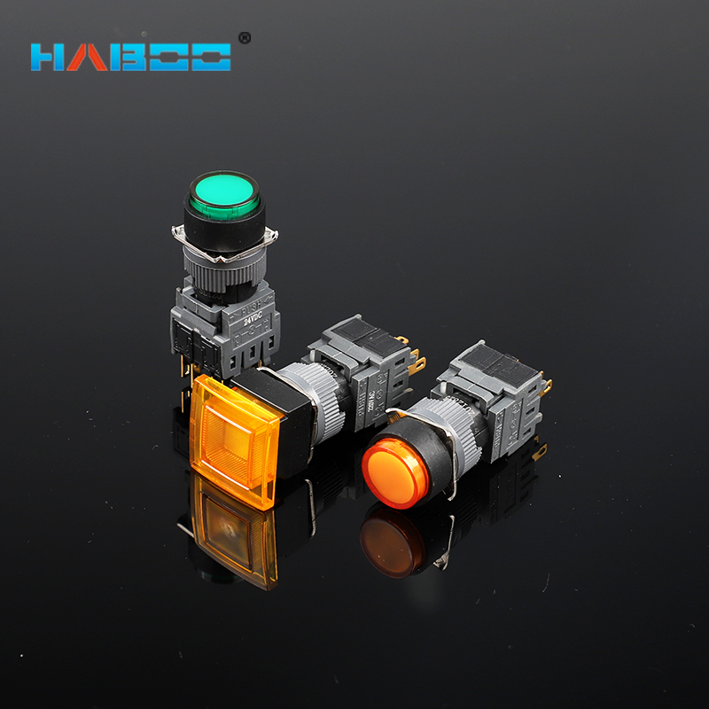 16mm防水分體式帶燈復位自鎖按鈕開關